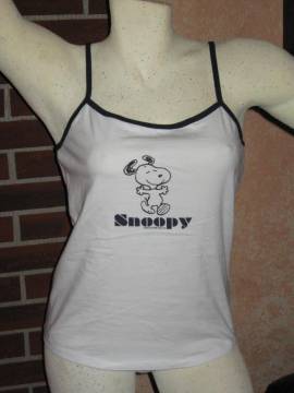 Snoopy 2x Top 44/46 weiss mit Paspel - Bild vergrößern