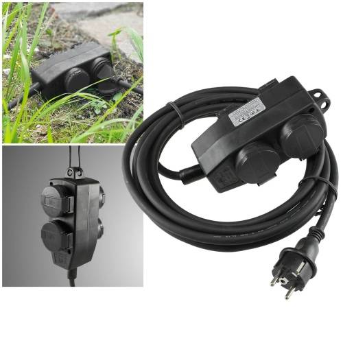 5 / 10 Meter 4fach VerteilerVerlängerungsKabel für AußenBereich