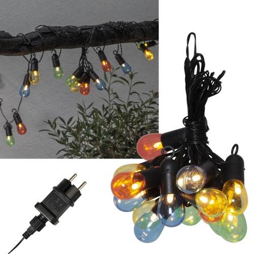 LED Party Lichterkette HOOKY bunt 16x Birnchen mehrfarbig mit Netzteil