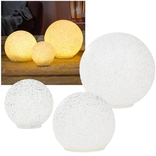 3er Set Deko Kugeln Ø 8/12/15cm warmweiß Led beleuchtet Dekoration Kugelleuchte batterie-betrieb