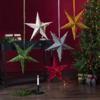 edler Filz Weihnachtsstern  60cm mit Timer Led Draht-Lichterkette  beleuchtet Papierstern