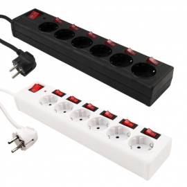   Mehrfach-Tisch-Steckdose 6-fach einzeln schaltbar AN-AUS Steckerleiste Tisch-Steckdosen-Leiste - Bild vergr��ern 