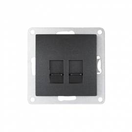 FLAIR Netzwerkdose 2x RJ45 -1534-770- anthrazit OHNE Rahmen Unterputz - Bild vergrern 