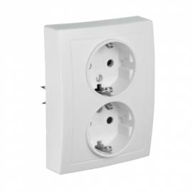  FLAIR Schutzkontakt Steckdose 2-fach auf 1x UP Dose wei� 230V 16A mit Einstecksicherung - Bild vergr��ern 