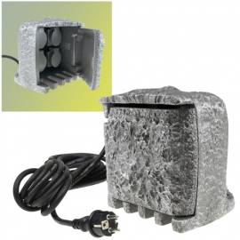 4-fach Garten-Steckdose -Stone- Granit-Optik 5m Kabel IP44 Au�en-Steckdose Strom-Verteiler - Bild vergr��ern 