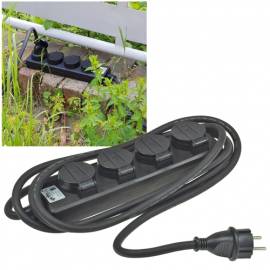 Outdoor Mehrfachsteckdose 4fach mit Deckel 3 Meter Kabel Außen 4er