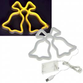 Party LED Neonlicht -GLOCKEN- h�ngend Lichtfigur mit Batterie- & USB-Betrieb - Bild vergr��ern 