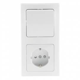 DELPHI Kombi Lichtschalter + Steckdose wei� mit 2fach Rahmen 250V~ 10A Wechselschalter - Bild vergr��ern 