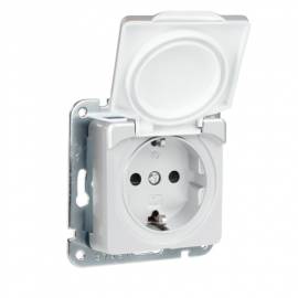 DELPHI IP40 Schutzkontakt-Steckdose mit Deckel Unterputz wei ohne Rahmen 250V~ 16A - Bild vergrern 