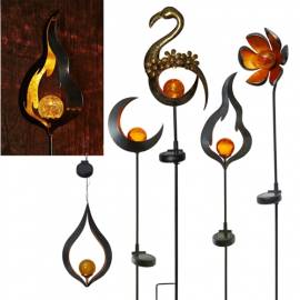 Design Metall-Solarleuchte -MELILLA- orange Mond, Flamme, Sonne, Bl�te oder H�ngeleuchte - Bild vergr��ern 