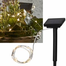Solar Micro Drahtlichterkette DEW DROP 50 micro LEDs warmwei� ca. 5 Meter - Bild vergr��ern 