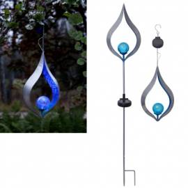 Design Metall-Solarleuchte -MELILLA- blau Led Gartenstab-Leuchte oder H�ngeleuchte - Bild vergr��ern 