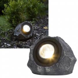     XL Solar Steinleuchte -ROCKY- IP44 20cm Strahler verstellbar grau Solarstein - Bild vergr��ern 