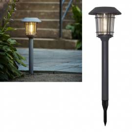 PREMIUM Solar Wegleuchte -FILIP- 30lm 60x21cm aus Metall & Echtglas Solarleuchte grau - Bild vergr��ern 
