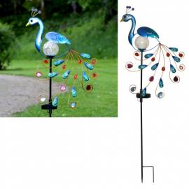 Solar LED Gartenstab-Leuchte -PFAU- 80x35cm Solarleuchte Gartenleuchte Tier - Bild vergr��ern 