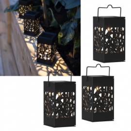 3er Set Solar Leuchte -IZOLA- 11x6cm edles Lochmuster Lampen f�r Balkon Garten & Co - Bild vergr��ern 