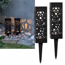 2er Set Solar Leuchte -IZOLA- 18x6cm edles Lochmuster Lampen f�r Balkon - Bild vergr��ern 