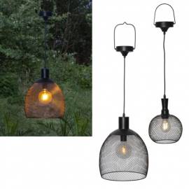  PREMIUM Solar H�ngeleuchte -SUNLIGHT- 5/10lm Filament-LED Metallgitter-Optik f�r Au�en - Bild vergr��ern 