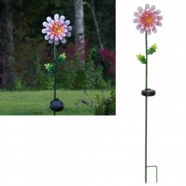  LED Solarleuchte -G�NSEBL�MCHEN Pink- mit 10 LEDs Gartenstab mit Blume - Bild vergr��ern 