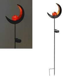 LED Solar Gartenstecker -MOND- mit Glaskugel orange Solarleuchte - Bild vergr��ern 