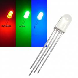 5mm Led DIFFUS - RGB Rot Grn Blau steuerbar 4-Pin Leds 3Chip 100 - Bild vergrern 