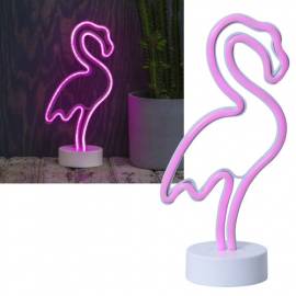 Party LED Neonlicht -FLAMINGO- stehend Lichtfigur mit TIMER Batterie - Bild vergrern 