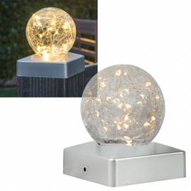 Solar Led Zaunbeleuchtung -GLORY- f�r Pfosten bis 10x10cm mit Bruchglas-Kugel Solarleuchte Licht - Bild vergr��ern 