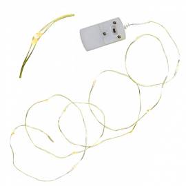 MICRO Led Lichterkette STRING Tropfen Draht gold-farben 12 SMDs batteriebetrieben - Bild vergr��ern 