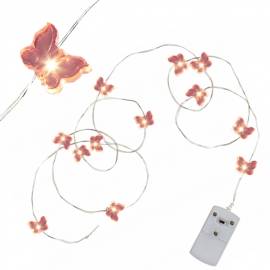 MICRO Led Draht-Lichterkette STRING Schmetterling 12 SMDs batteriebetrieben / Batterie-Betrieb - Bild vergr��ern 