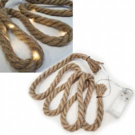    1,5m Jute-Seil mit Drahtlichterkette 10 micro-LEDs batteriebetrieben B-Ware - Bild vergr��ern 