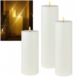 XL Outdoor LED Kerze creme 3D Flamme Hhe 25/30/35cm 10cm flackernd mit TIMER fr Terrasse Garten - Bild vergrern 