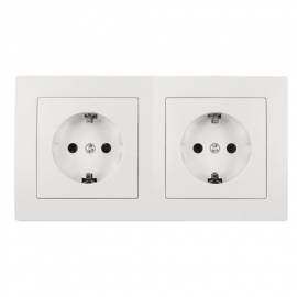 FLAIR Doppel-Steckdose -1534809+2x804- wei Schraubanschluss 250V~ 16A Unterputz Schutzkontakt - Bild vergrern 