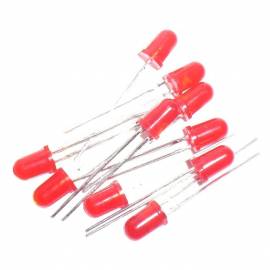 10 Stck rot diffuse Leds 5mm S062, mit rotem Gehuse, rote Leuchtdioden Kemo - Bild vergrern 