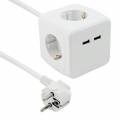 4er Steckdosen-Würfel mit 2 USB Lade-Buchse 2,4A Steckerleiste Mehrfach-Steckdose