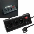 3-fach Steckdosenblock schwarz mit Licht + 2x USB 1300504 Aufbau-Steckdose Lade-Buchse Nachtlicht