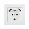 FLAIR Schutzkontakt-Steckdose mit 2x USB 1534-815 weiß Schraubanschluss mit Rahmen 250V~ 16A