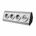 hochwertiger 3-fach +2x USB Steckdosen Block Edelstahl poliert 1535021 230V~ 16A Aufbau-Montage