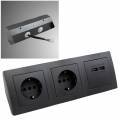 2-fach Steckdosenblock mit 2x USB Ladebuchse Flair anthrazit 1535172 250V~ 16A Aufbau-Montage