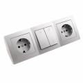 2-fach Steckdosenblock mit 2x Schalter Flair silber 1535324 250V~ 16A Aufbau-Montage
