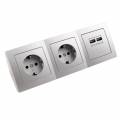 2-fach Steckdosenblock mit 2x USB Ladebuchse Flair silber 1535325 250V~ 16A Aufbau-Montage