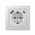 FLAIR Schutzkontakt-Steckdose mit USB A & C 1535-385 weiß mit Rahmen 250V C Quickcharge 18W PD 3.0