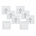 DELPHI 8 teilig Starter Kit Set WEIß Unterputz 2x Schalter 6x Steckdose inkl. Rahmen UP