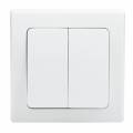  DELPHI 2-fach Wechsel-Schalter Klemmanschluss weiß mit Rahmen 250V~ 10A 2er Lichtschalter