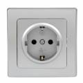 DELPHI Schutzkontakt-Steckdose 21106 silber Schraubanschluss mit Rahmen 250V~ 16A