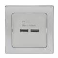 DELPHI USB-Ladedose 2-fach 5V max. 2A 21664 silber mit Rahmen Unterputz UP