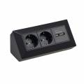 2-fach Steckdosenblock + 2x USB DELPHI schwarz 22470 Aufbau-Montage Steckdose mit USB Lade-Buchse