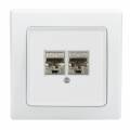 DELPHI Netzwerkdose 2x CAT6 weiß mit Rahmen Unterputz UP