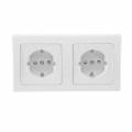DELPHI Doppel-Steckdose 2-fach weiß Klemmanschluss mit 2er Rahmen 250V~ 16A
