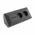  2-fach Steckdosenblock +2x USB MILOS anthrazit 23057 Aufbau-Montage Steckdose mit USB Lade-Buchse
