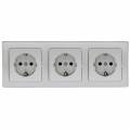DELPHI Dreifach-Steckdose 3-fach silber Klemmanschluss mit 3er Rahmen 250V~ 16A